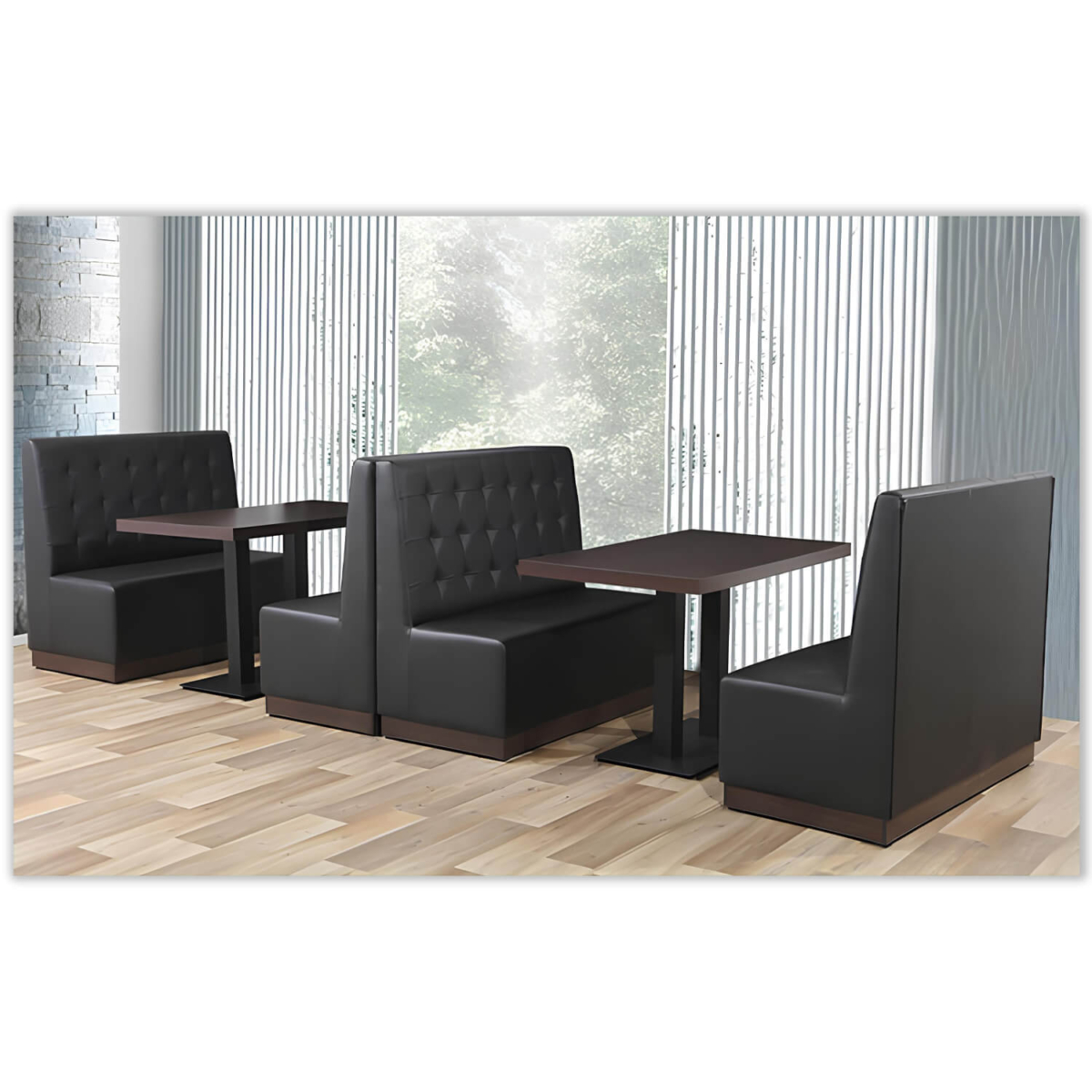 Horeca-Eetbank-Luna-120-cm-Kunstleer-Zwart-Model-1