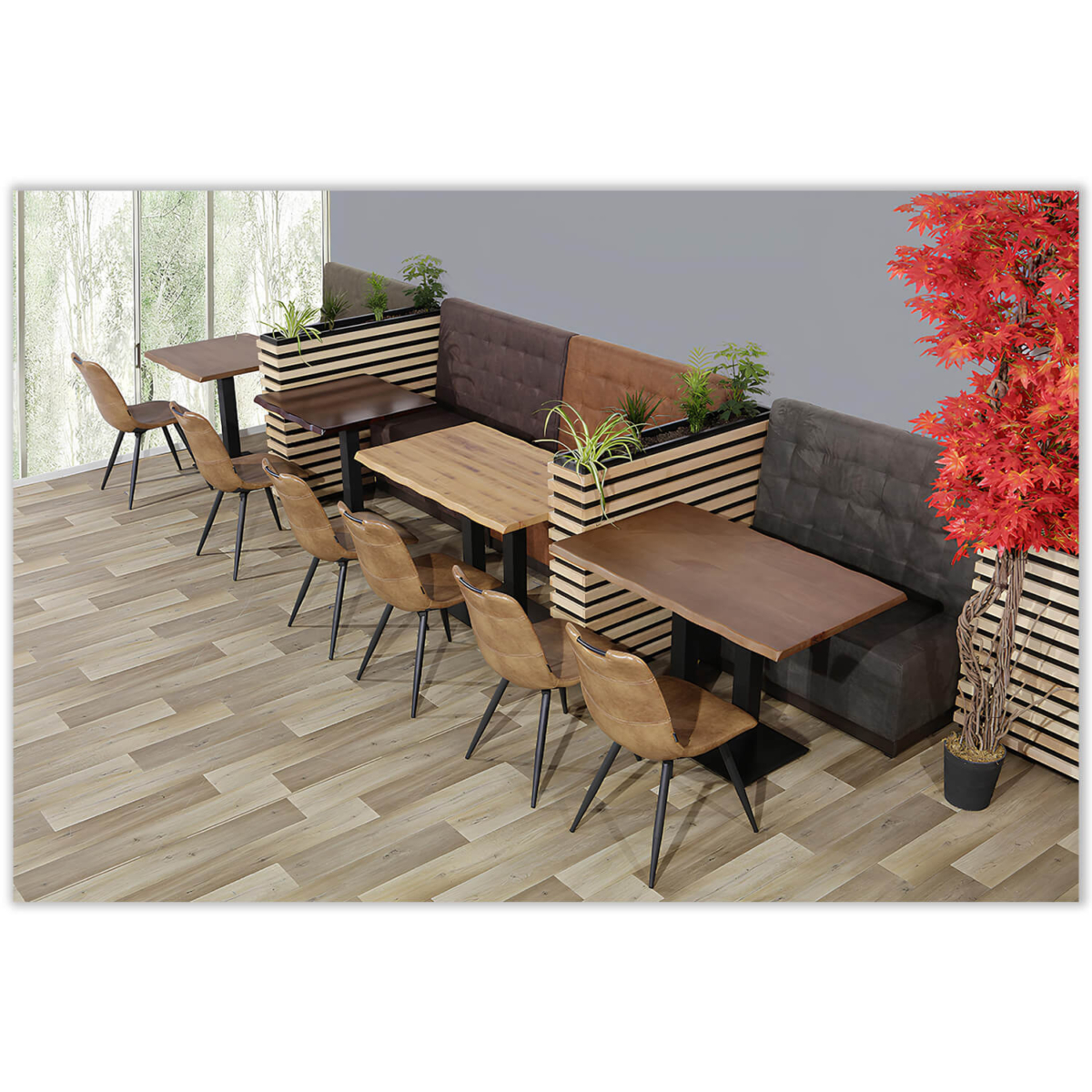 Horeca-Eetbank-Napoli-120-cm-Vintage-Microvezel-Antraciet-Model-1