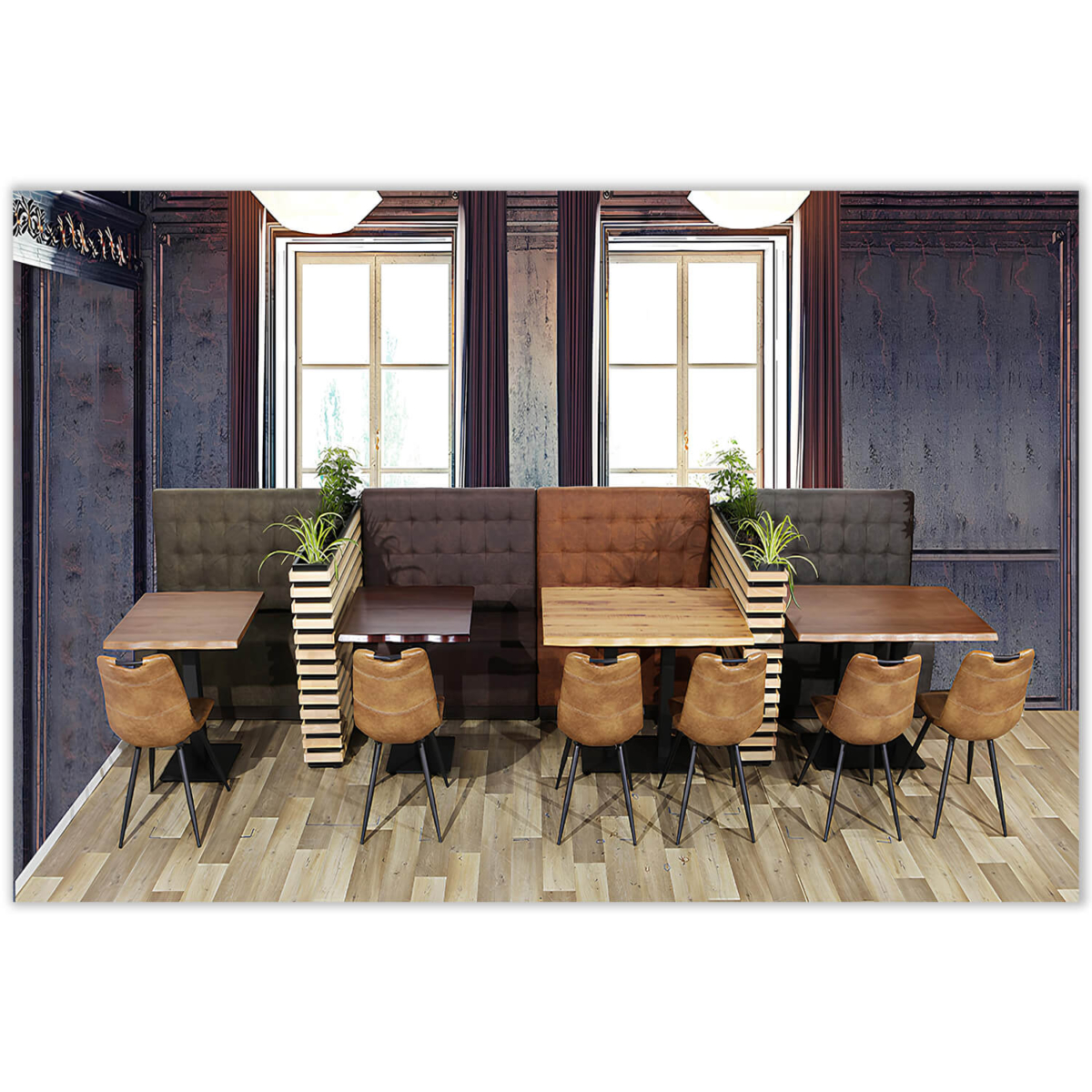 Horeca-Eetbank-Napoli-120-cm-Vintage-Microvezel-Bruin-Model-2