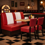 Horeca Eetbank-SAFRAN-AMERICAN-RoodWit-Kunstleer