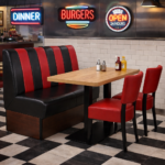 Horeca Eetbank-SAFRAN-AMERICAN-Roodzwart-Kunstleer