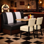 Horeca Eetbank-SAFRAN-AMERICAN-zwartWit-Kunstleer