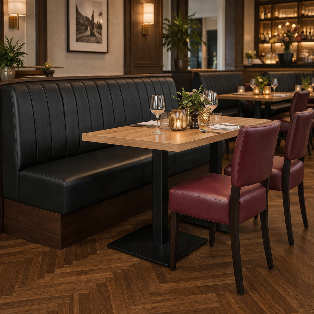 Horeca-Eetbank-SAFRAN-Zwart-Kunstleer