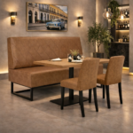 Horeca-Eetbank-TROJE-Ary-Cognac-Kunstleer