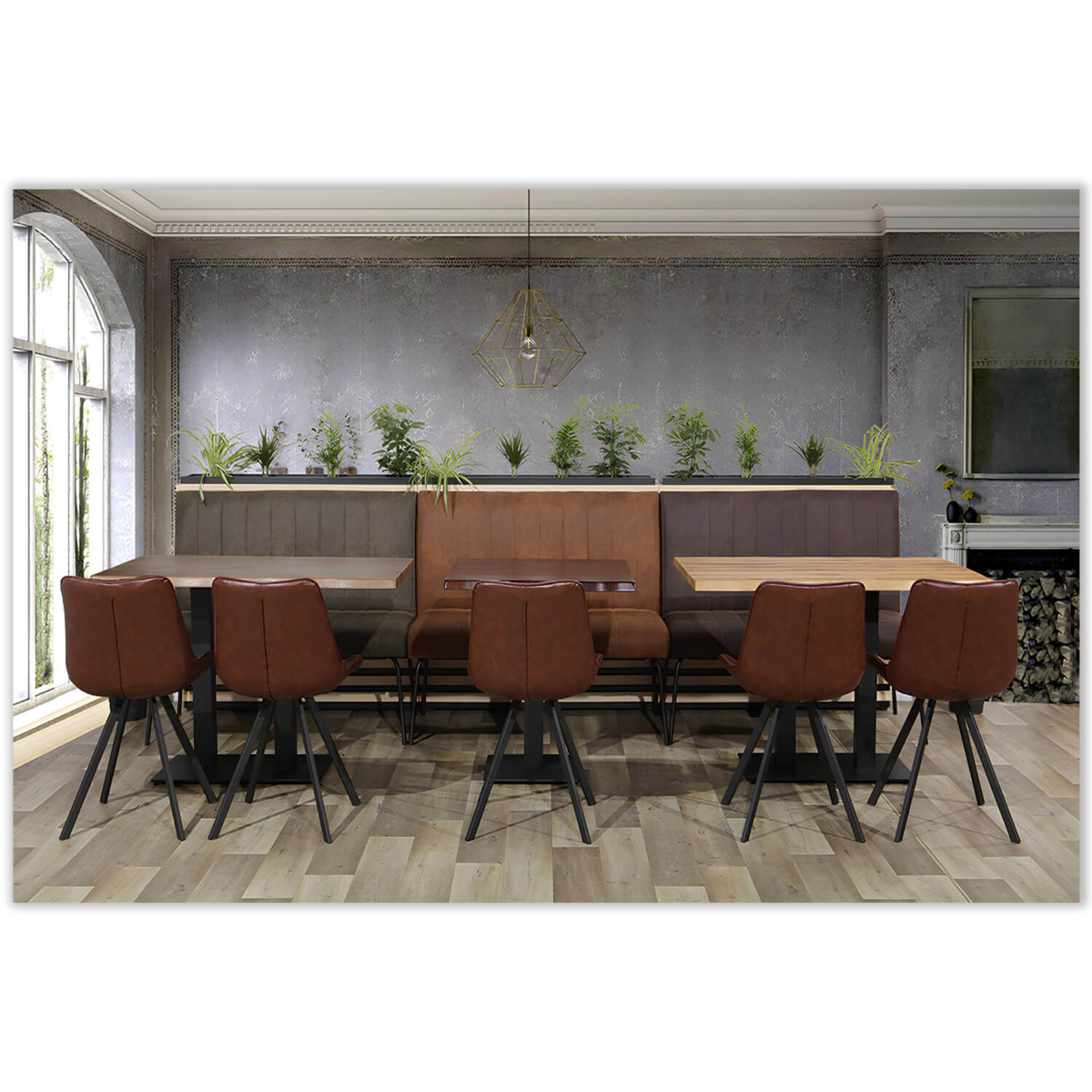Horeca-Eetbank-Themis-Microvezel-Olijf-Model-1