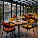 Horeca-Armstoel-AMAZE-Oker-Ademende-Stof