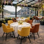 Horeca-Armstoel-AVRIL-Oker-Stof-model-1