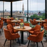 Horeca-Armstoel-AVRIL-roest-Stof