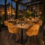 Horeca-Armstoel-FIONA-oker-Velvet-Fluweel