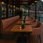 Horeca-Armstoel-OMEGA-cognac-Microvezel