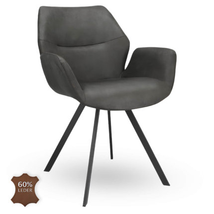 Horeca-Armstoel-PERLA-Antraciet-Vintage-Kunstleer