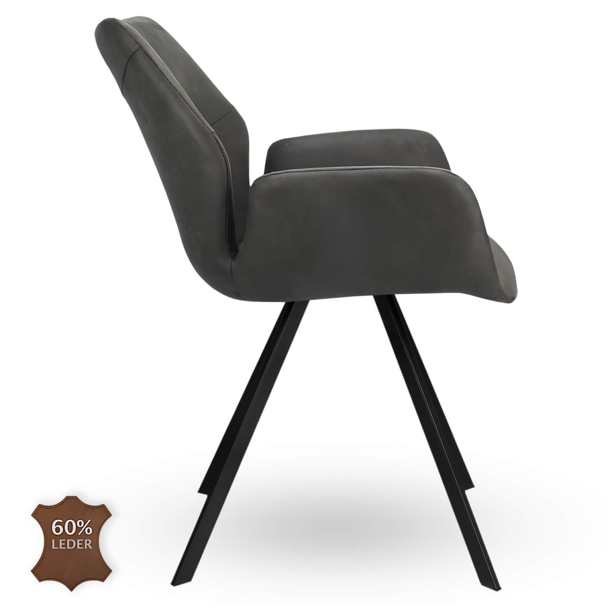Horeca-Armstoel-PERLA-Antraciet-Vintage-Kunstleer-Z