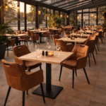 Horeca-Armstoel-VICTORIA-Cognac-Microvezel