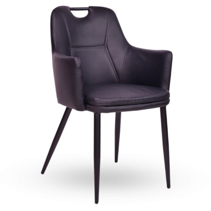 Horeca-Armstoel-VICTORIA-Zwart-Vintage-Kunstleer
