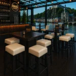 Horeca-Houten-Barkruk-SANJA-Creme-Kunstleer