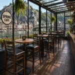 Horeca-Houten-Barstoel-RIVA-Zwart-Kunstleer