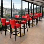 Horeca-Houten-Barstoel-TARA-rood-Kunstleer