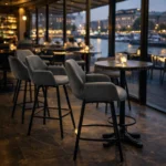 Horeca-Metalen-Bar-Armstoel-PERLA-Antraciet-Kunstleer