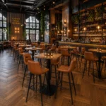 Horeca-Metalen-Barstoel-LUCIANO-cognac-kunstleer