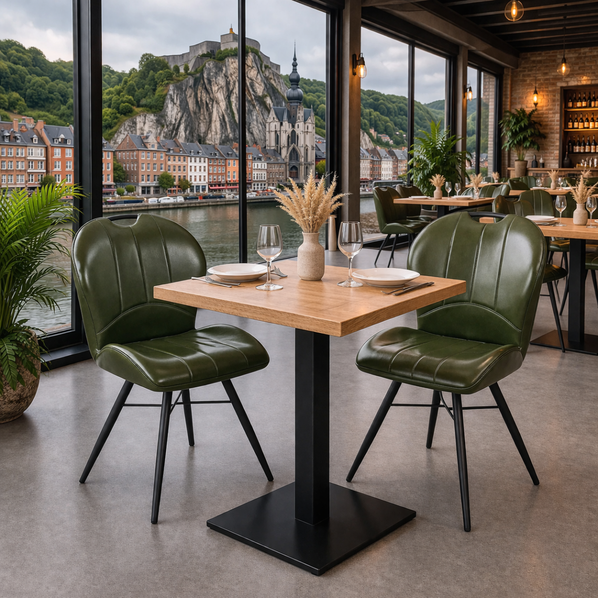 Horeca-Stoel-ELITE-olijf-Kunstleer