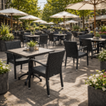 Terrasstoel-BARI-Armleuning-Stapelbaar-zwart-Rattan