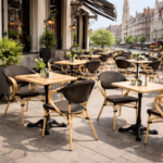 Terrasstoel-BERGAMO-Armleuning-Stapelbaar-Zwart