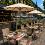 Terrasstoel-EVORA-Armleuning-Stapelbaar-taupe-Kunststof-neww