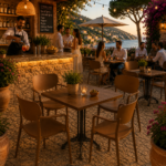Terrasstoel-LUGANO-Armleuning-Stapelbaar-bruin-Kunststof-neww