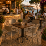 Terrasstoel-LUGANO-Armleuning-Stapelbaar-taupe-Kunststof-neww
