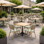 Terrasstoel-MONICA-Stapelbaar-Bordeaux-Wit-Rattan