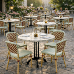 Terrasstoel-MONICA-Stapelbaar-Bordeaux-Wit-Rattan