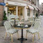 Terrasstoel-MONICA-Stapelbaar-Mint-Zwart-Rattan