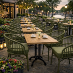 Terrasstoel-NIKITA-Armleuning-Stapelbaar-Groen