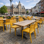 Chaise de Terrasse PORTO - Avec Accoudoirs - Empilable - Plastique Moutarde – Image 2