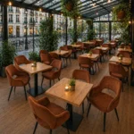 Horeca-Armstoel-FLORE-roest-Velvet-Fluweel