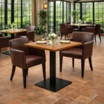 Horeca-Armstoel-OMEGA-bruin-kunstleer-model-1