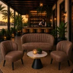 Horeca-Fauteuil-Lounge-bank-BOREAS-bruin-Microvezel