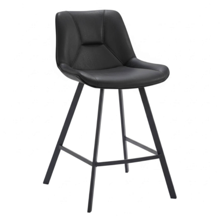 Horeca-Metalen-Barstoel-LUCIANO-Zwart-Vintage-Kunstleer
