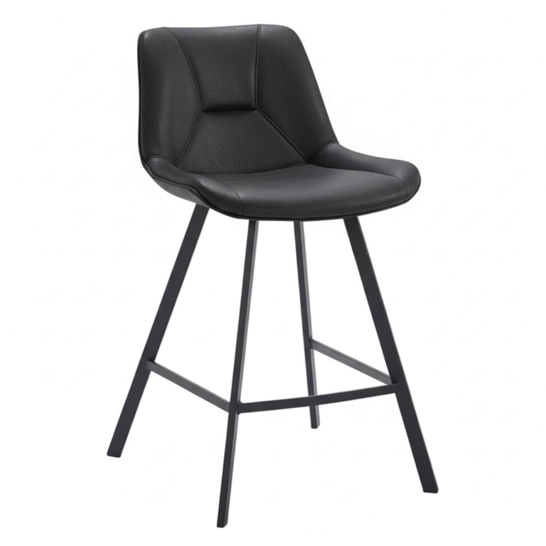 Horeca-Metalen-Barstoel-LUCIANO-Zwart-Vintage-Kunstleer