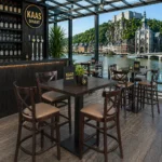 Horeca-Houten-Barstoel-LILA-Taupe-Kunstleer
