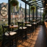 Horeca-Houten-Barstoel-LILA-wit-Kunstleer