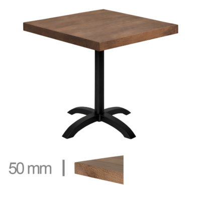 Horeca-Mangohout-Tafel-Met-Klaponderstel-70×70cm-1