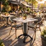 Terrasstoel-MILANO-Armleuning-Stapelbaar-goudblauw