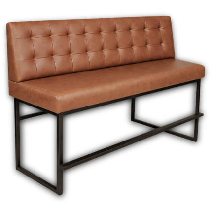 Horeca-Eetbank-ALASKA-Cognac-Kunstleer-160cm