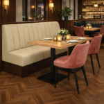 Horeca-Eetbank-SAFRAN-Creme-Stof