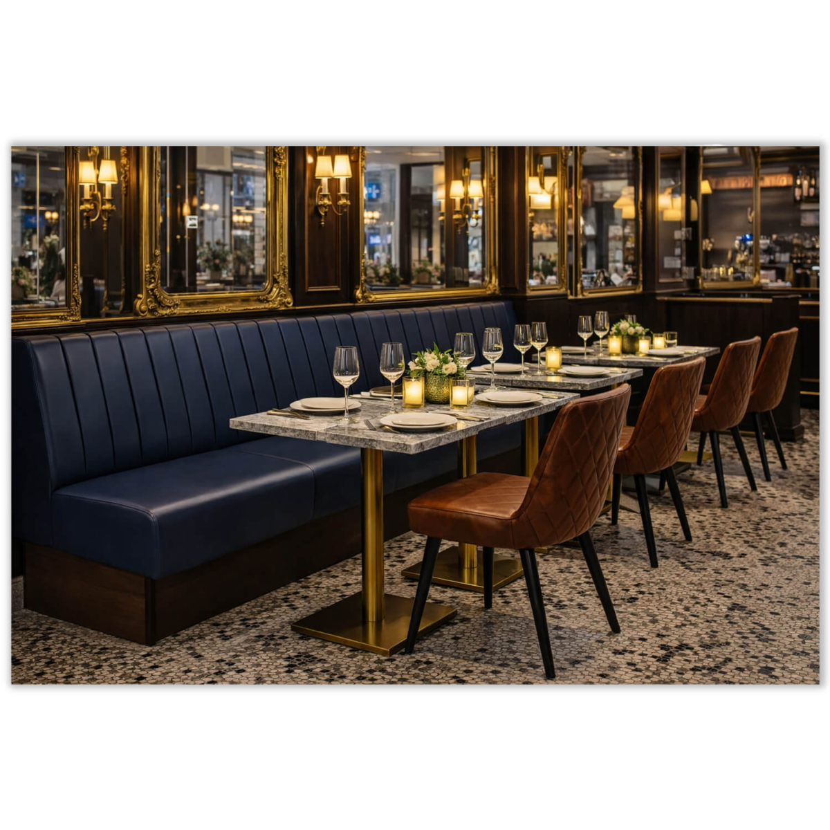 Horeca-Eetbank-SAFRAN-Donkerblauw-Kunstleer