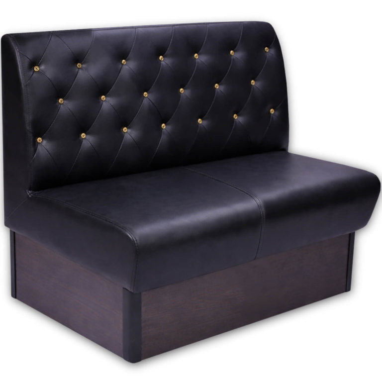 Horeca-Eetbank-Safran-Kunstleer-Capiton-Met-Geel-Kristal-Knopen-120-cm