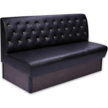 Horeca-Eetbank-Safran-Kunstleer-Capiton-Met-Geel-Kristal-Knopen-160-cm