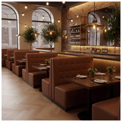 Horeca-Eetbank-Set-BELMONT-Camel-Kunstleer