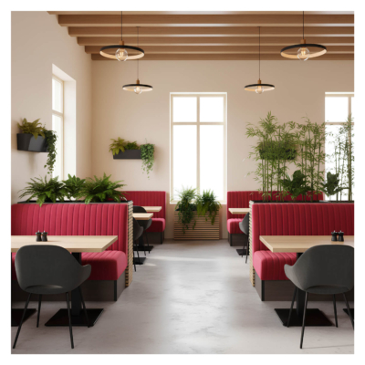 Horeca-Eetbank-Set-RIVORA-Bordeaux-Velvet-Fluweel